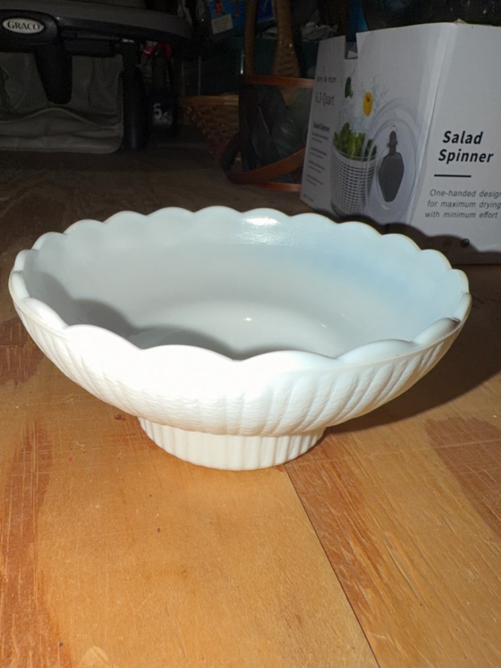 Vintage EO Brody Milk Glass Scalloped Bowl